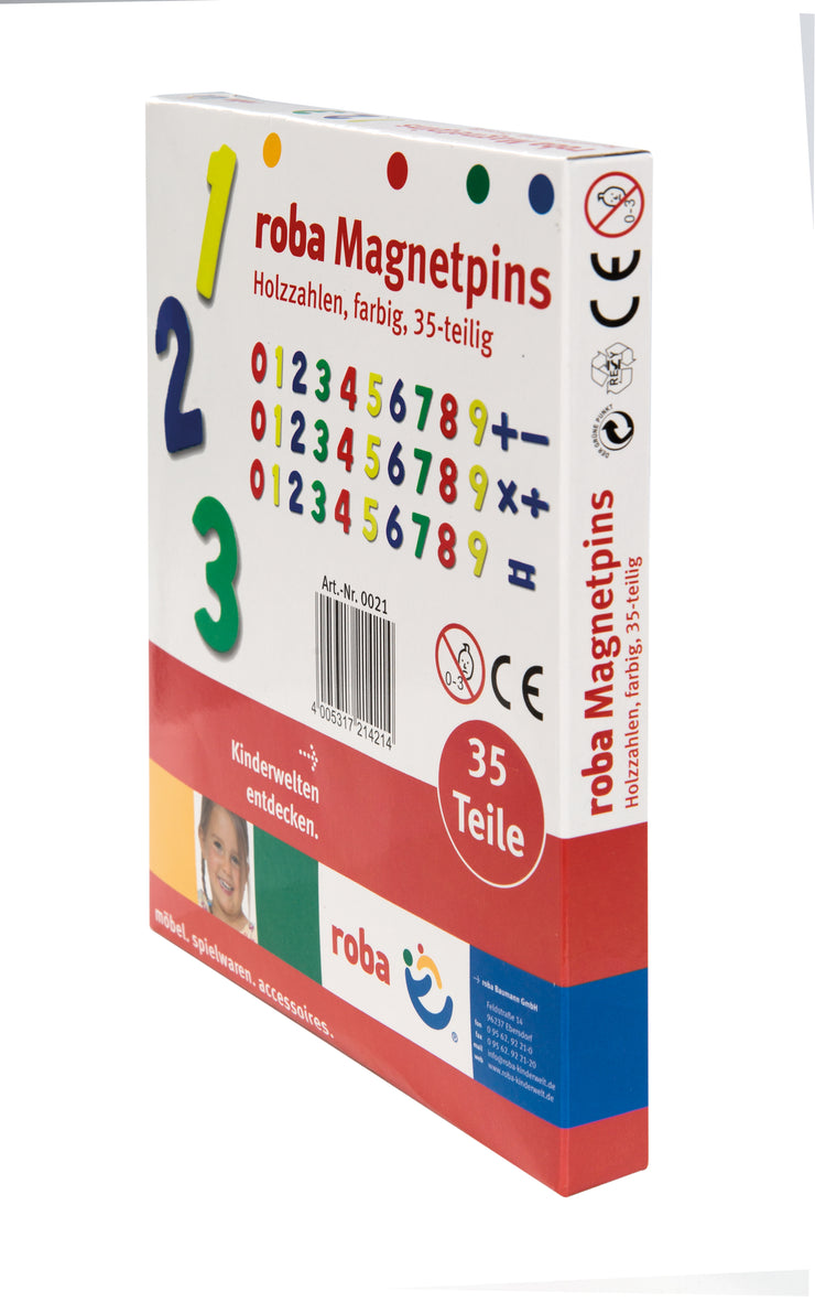 Magnetzahlen, Holz Magnet-Tafelset mit Zahlen und Zeichen, 35tlg, Schul-Spielzeug für Kinder