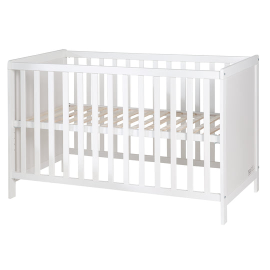 Cuna de colecho, 60 x 120 cm, blanca, ajustable, 5 barrotes removibles, incluye somier y colchón