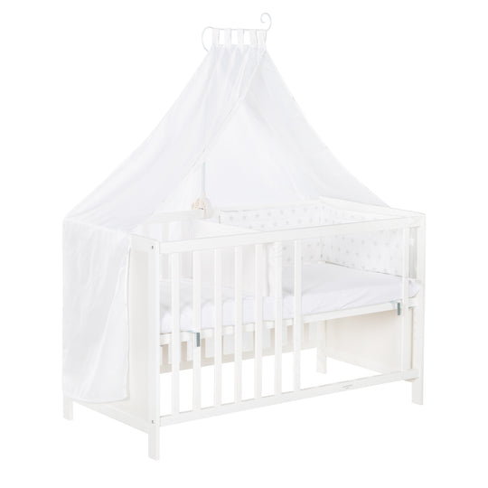 Letto multifunzione con funzione di attacco 60 x 120 cm, bianco, compresa l'attrezzatura da letto