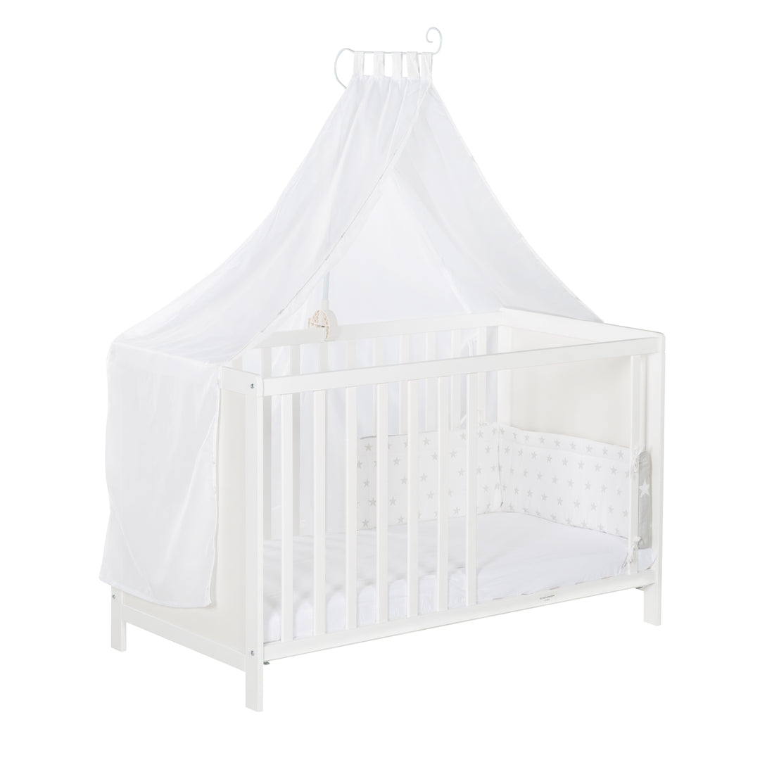 Letto multifunzione con funzione di attacco 60 x 120 cm, bianco, compresa l'attrezzatura da letto