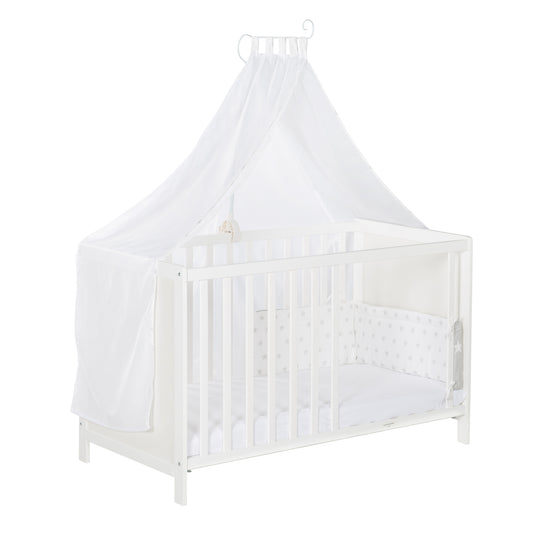 Letto multifunzione con funzione di attacco 60 x 120 cm, bianco, compresa l'attrezzatura da letto