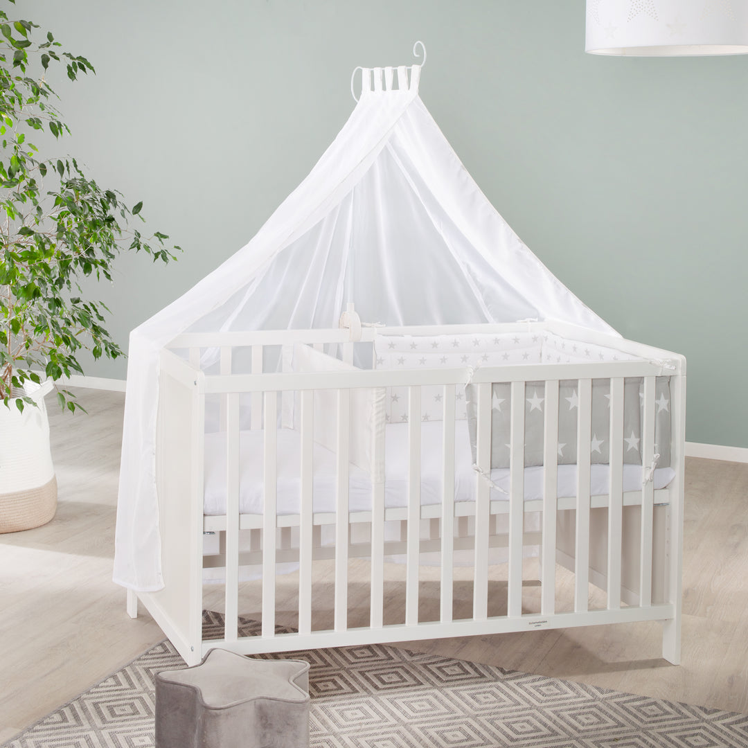 Letto multifunzione con funzione di attacco 60 x 120 cm, bianco, compresa l'attrezzatura da letto