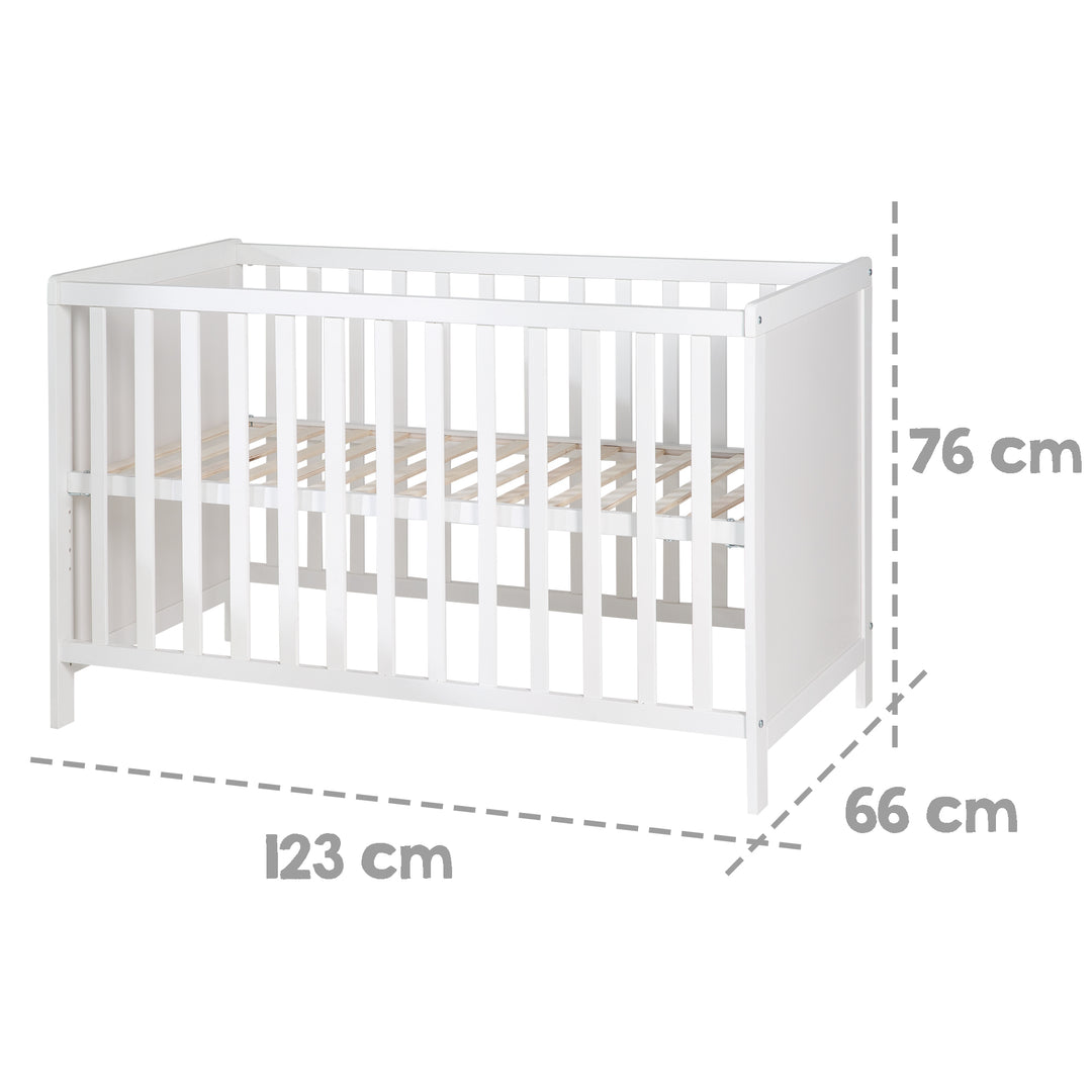 Letto multifunzione con funzione di attacco 60 x 120 cm, bianco, compresa l'attrezzatura da letto