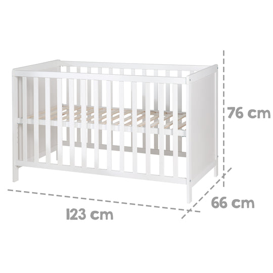 Letto multifunzione con funzione di attacco 60 x 120 cm, bianco, compresa l'attrezzatura da letto