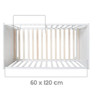 Lit multifonction avec une fonction de fixation 60 x 120 cm, blanc, y compris l'équipement de lit