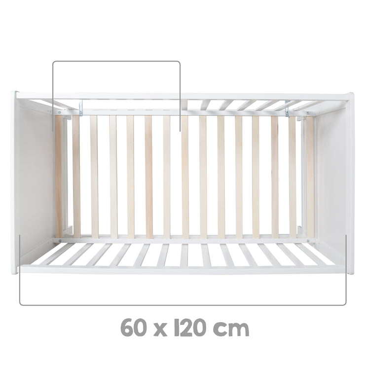Multifunktionsbett mit Beistellfunktion 60 x 120 cm, weiß, inkl. Bettausstattung