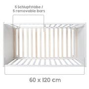 Lit multifonction avec une fonction de fixation 60 x 120 cm, blanc, y compris l'équipement de lit