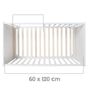 Lit multifonctionnel avec fonction de lit cododo, 60 x 120 cm, blanc, équipement du lit inclus