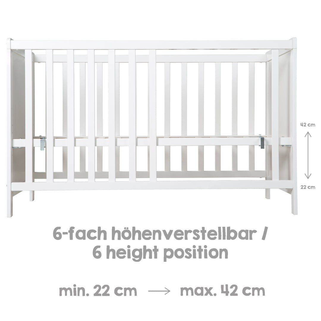 Cameretta per bambini 'roba Style' incl. Fasciatoio e letto laterale, con rete a doghe, 60 x 120 cm, bianco
