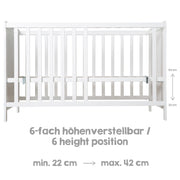 Kinderzimmerset 'roba Style' inkl. Wickelkommode &  Beistellbett, mit Lattenrost, 60 x 120 cm, weiß