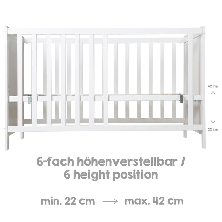 Set cameretta per bambini "roba Style", incl. fasciatoio e letto aggiuntivo con rete a doghe 60 x 120 cm, bianco