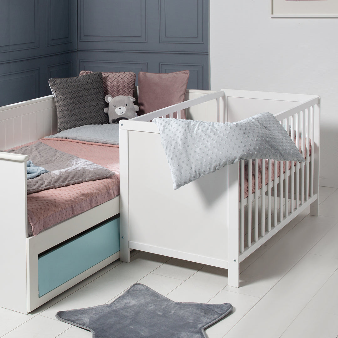 Cameretta per bambini 'roba Style' incl. Fasciatoio e letto laterale, con rete a doghe, 60 x 120 cm, bianco