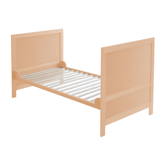 Cuna combinada, 70 x 140 cm, natural, ajustable en 3 alturas, con barrotes extraíbles, convertible en cama junior