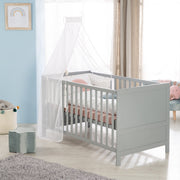 Lit Bébé Évolutif 70 x 140 - Réglable en Hauteur - 3 Barreaux Amovibles - Bois Taupe