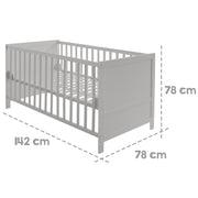Combi Bed para niños de 70x140 cm - Altura ajustable - 3 brotes deslizantes - Taupe de madera