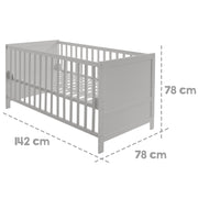 Kombi-Kinderbett 70x140 cm - Höhenverstellbar - 3 Schlupfsprossen - Holz taupe