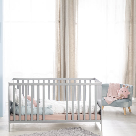 Set letto completo 'Sternenzauber' 70 x 140 cm, grigio talpa, inclusa biancheria da letto, baldacchino, nido e materasso