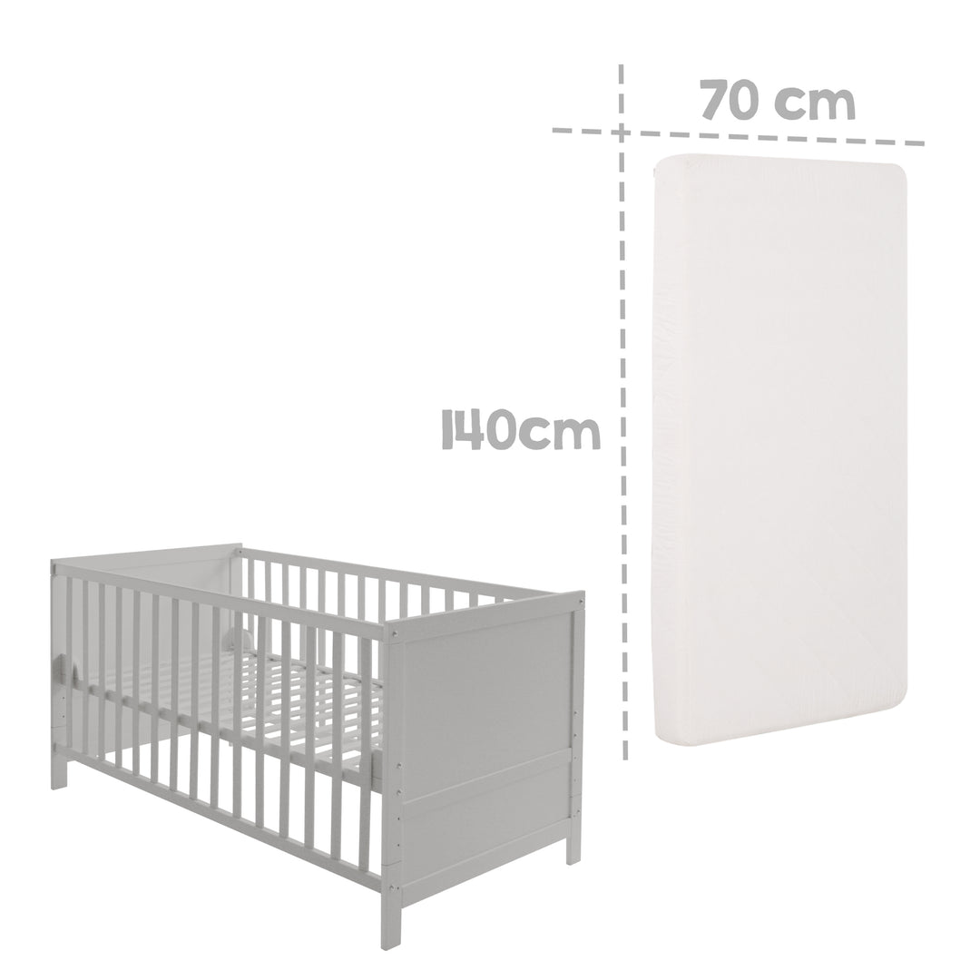 Set letto completo 'Sternenzauber' 70 x 140 cm, grigio talpa, inclusa biancheria da letto, baldacchino, nido e materasso