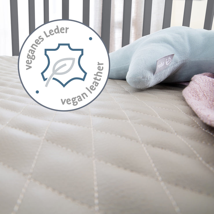 Parque infantil hexagonal + Inserto 'Greyish quilted' - Ajustable en altura - Madera en color antracita