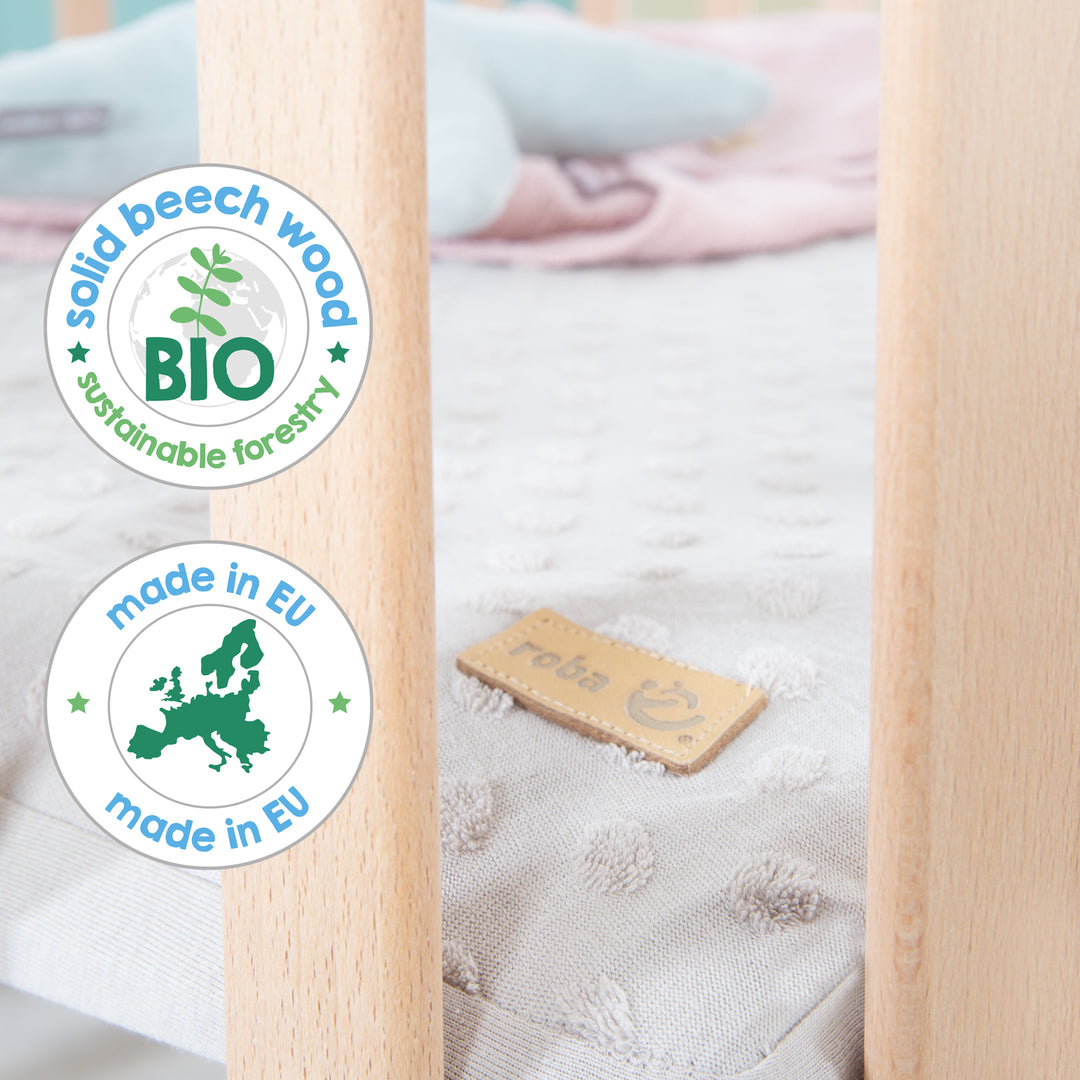 Parc hexagonal 'Lil Planet' gris - Hêtre massif - Hauteur réglable - Naturel