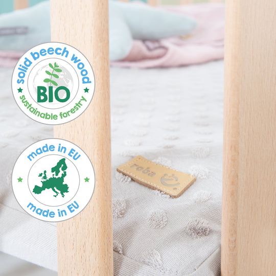 Parc hexagonal 'Lil Planet' gris - Hêtre massif - Hauteur réglable - Naturel