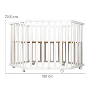 Playpen 'Sternenzauber', hexagonal, adjustable, incl. protective insert & brake rollers, taupe