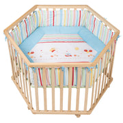 Running grille 'Butterfly', 6-cornered, safe play grid incl. protective insert & rolls, wood natural