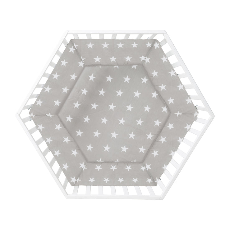 Playpen 'Little Stars' hexagonal, incl. protective insert, white wood