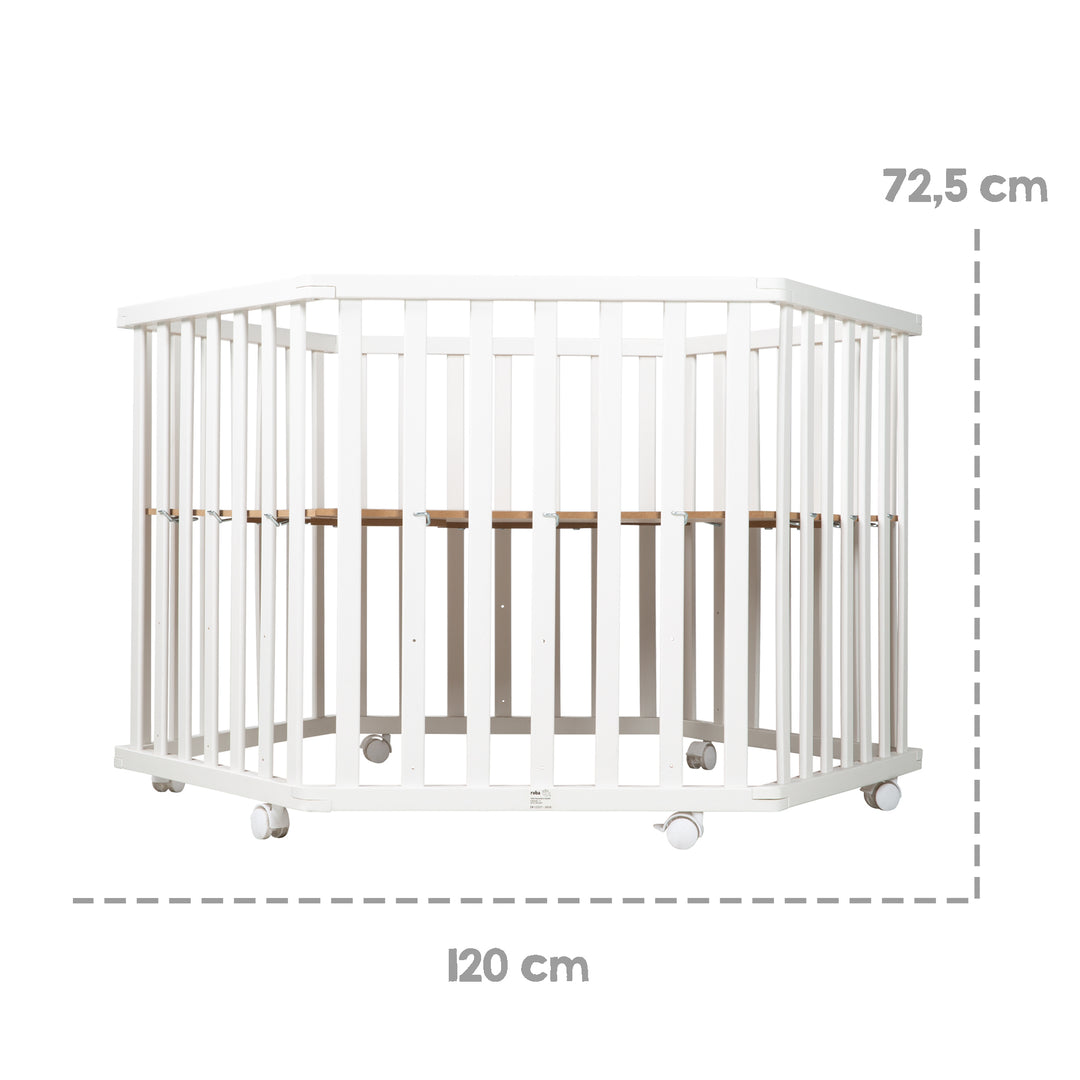 Parc 'Little Stars' hexagonal, avec revêtement de protection, en bois blanc
