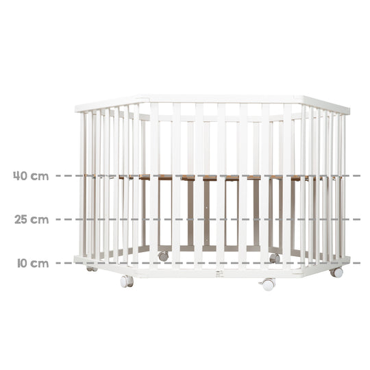 Parc 'Little Stars' hexagonal, avec revêtement de protection, en bois blanc