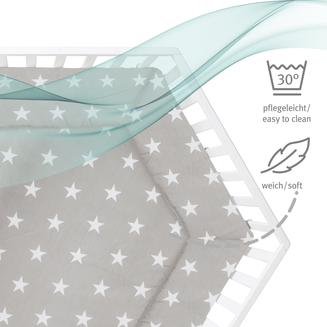 Parc 'Little Stars' hexagonal, avec revêtement de protection, en bois blanc