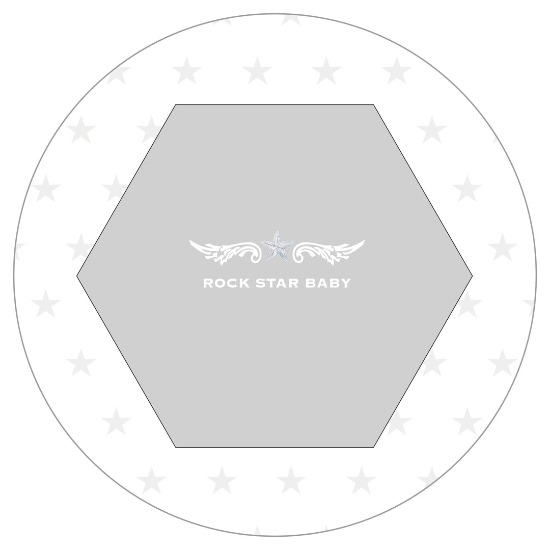 Parque 'Rock Star Baby', hexagonal, incluye almohadilla protectora y ruedas, madera blanca