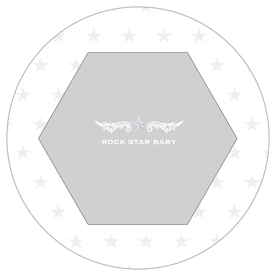 Parque 'Rock Star Baby', hexagonal, incluye almohadilla protectora y ruedas, madera blanca