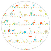 Laufgitter 'Waldhochzeit', 6-eckig, Spielgitter inkl. Schutzeinlage & Rollen, Holz weiß