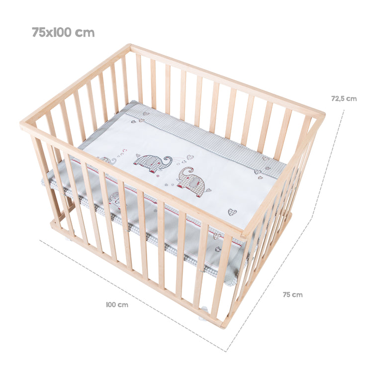 Parque infantil 75 x 100 + Inserto 'Jumbotwins' - Madera natural