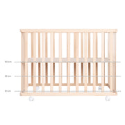 Box per bambini "Jumbotwins", 75 x 100 cm, box incl. cuscinetti di protezione e ruote, legno naturale