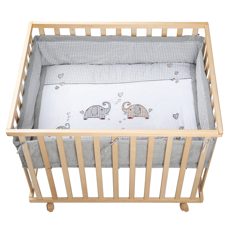 Box per bambini "Jumbotwins", 75 x 100 cm, box incl. cuscinetti di protezione e ruote, legno naturale