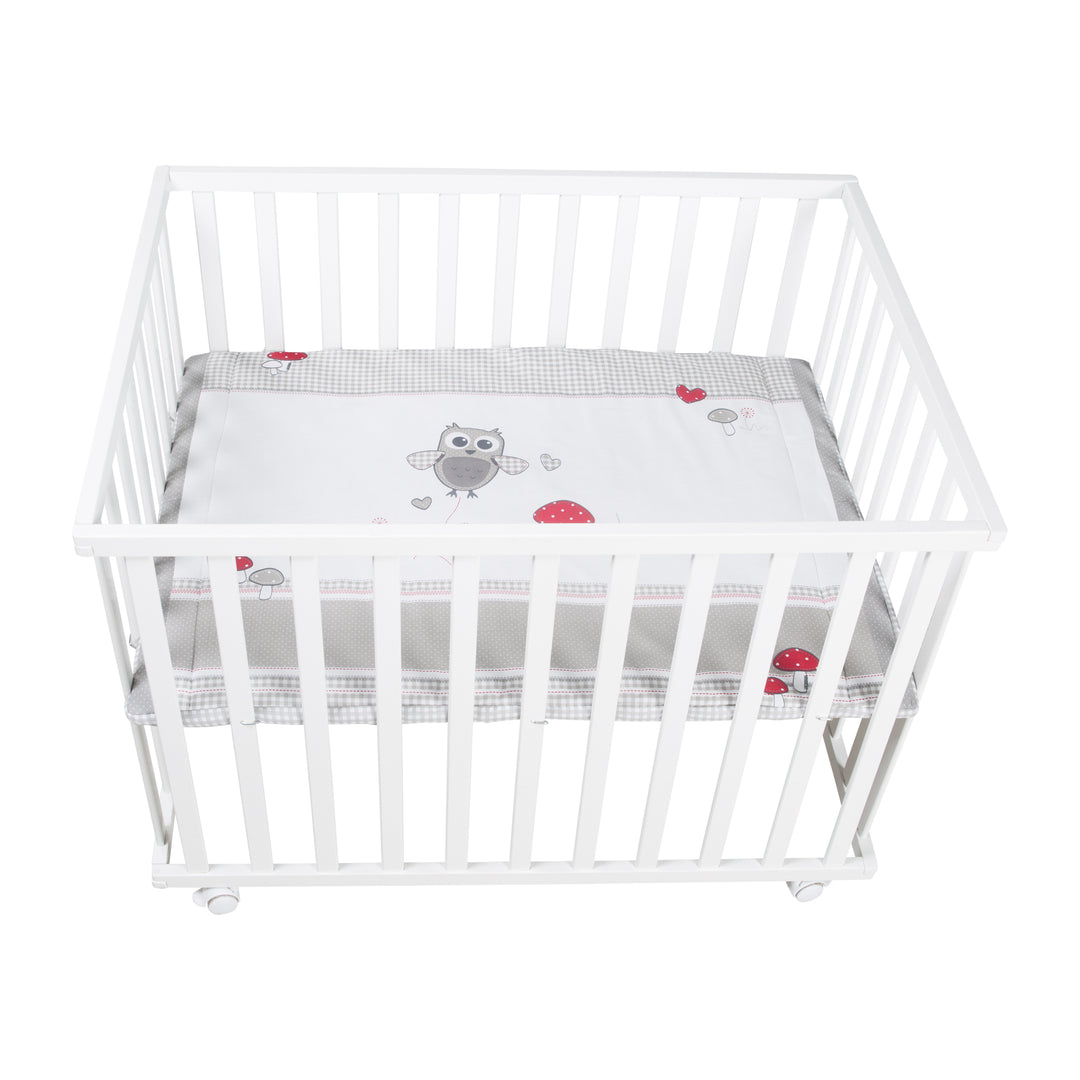 Playpen Including Protective Insert Adam & Owl / with Wheels - White
