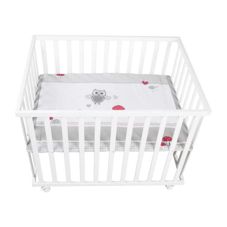 Playpen 'Adam & Eule' 75x100 cm, incl. protective insert, white wood