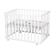 Playpen 'Adam & Eule' 75x100 cm, incl. protective insert, white wood