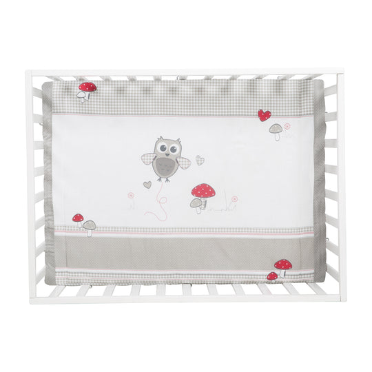 Playpen Including Protective Insert Adam & Owl / with Wheels - White