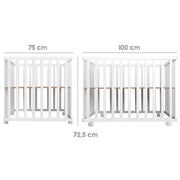 Playpen 'Adam & Eule' 75x100 cm, incl. protective insert, white wood