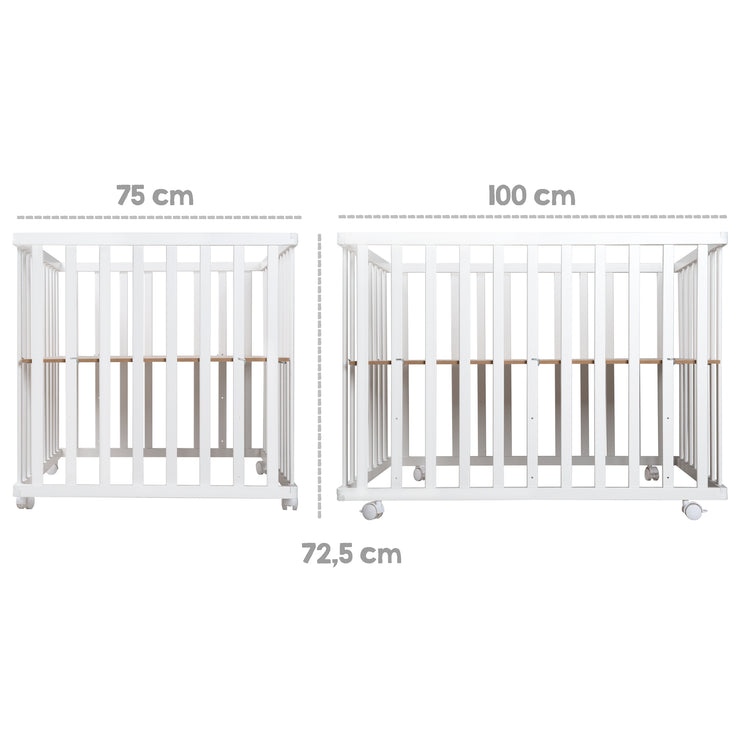 Playpen 'Adam & Eule' 75x100 cm, incl. protective insert, white wood