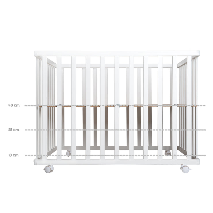 Playpen 'Adam & Eule' 75x100 cm, incl. protective insert, white wood