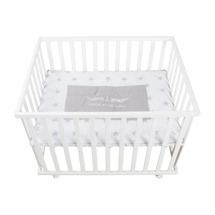 Playpen 'Rock Star Baby' 75x100 cm, incl. protective insert, white wood