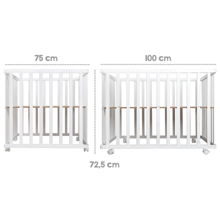 Playpen 'Rock Star Baby' 75x100 cm, incl. protective insert, white wood