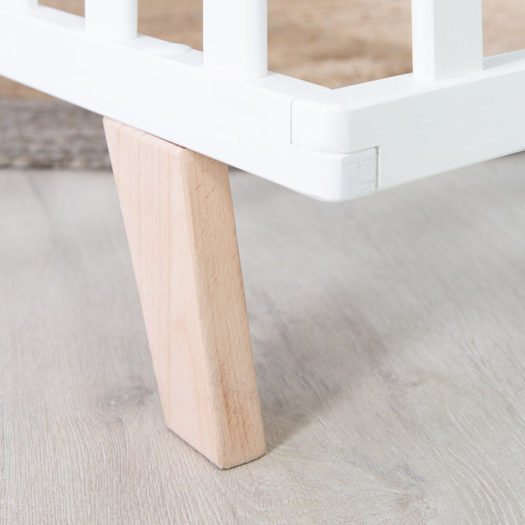 Parque infantil 75 x 100 con patas de madera + Revestimiento acolchado 'Graphite' - Madera blanca