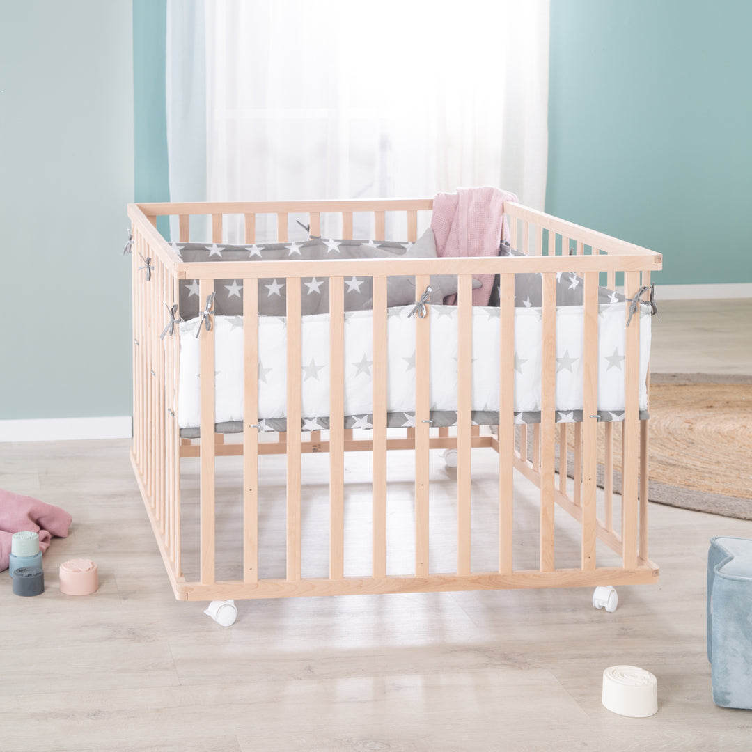 Box in legno + inserto 'Little Stars' - regolabile in altezza in 3 posizioni - naturale