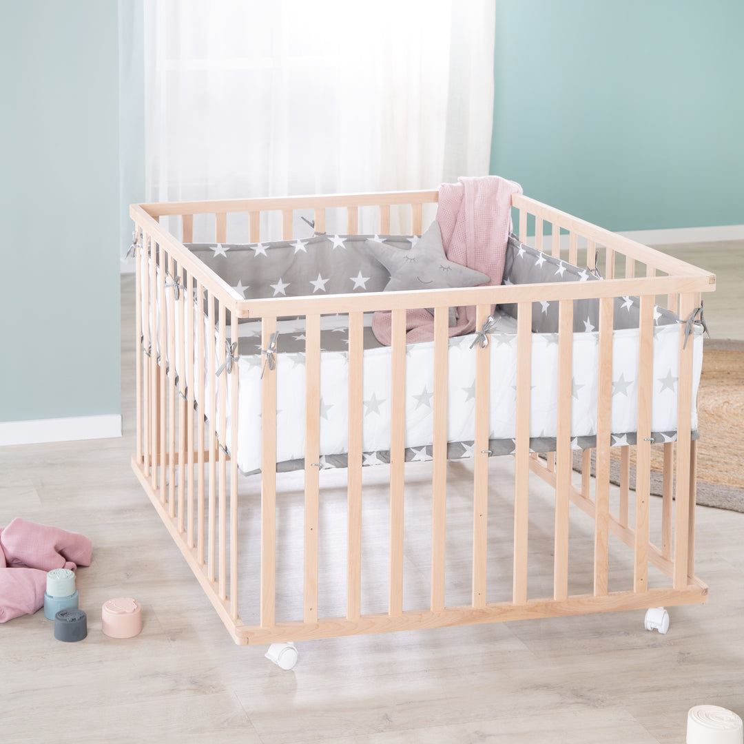 Box in legno + inserto 'Little Stars' - regolabile in altezza in 3 posizioni - naturale