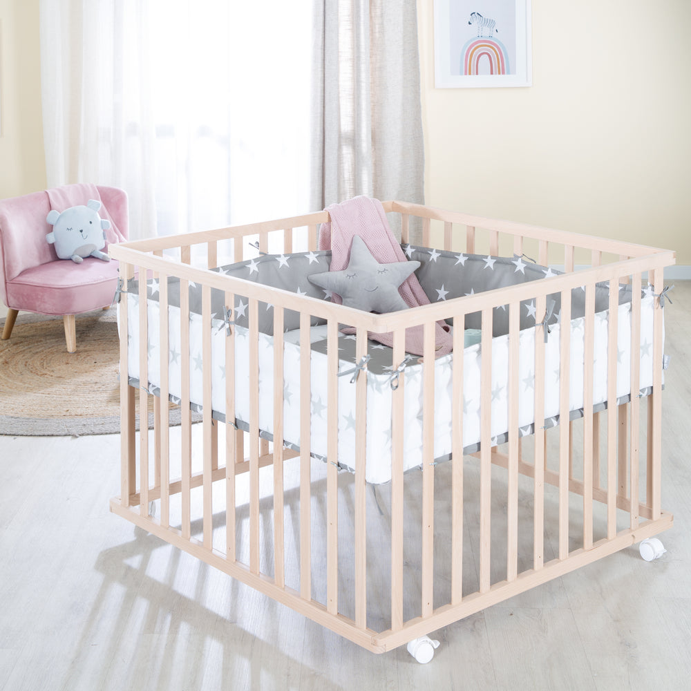 Box in legno + inserto 'Little Stars' - regolabile in altezza in 3 posizioni - naturale